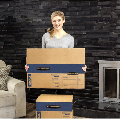 Bankers Box Large Prime Moving Box 6 Pack, Reinforced Handles, Tape-Free Assembly, Attached Lid, 18-in x 18-in x 24-in (0062904)