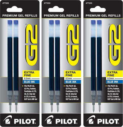 Pilot, G2 Gel Ink Refills, Fine Point 0.7 mm, Black, Pack of 6