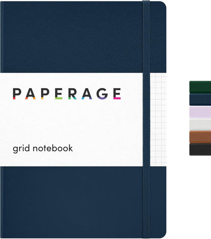 PAPERAGE Lined Journal Notebook, (Black), 160 Pages, Medium 5.6 in x 8 in - 100 GSM Thick Paper – Hardcover Journaling Notebook for Work, School & Note Taking