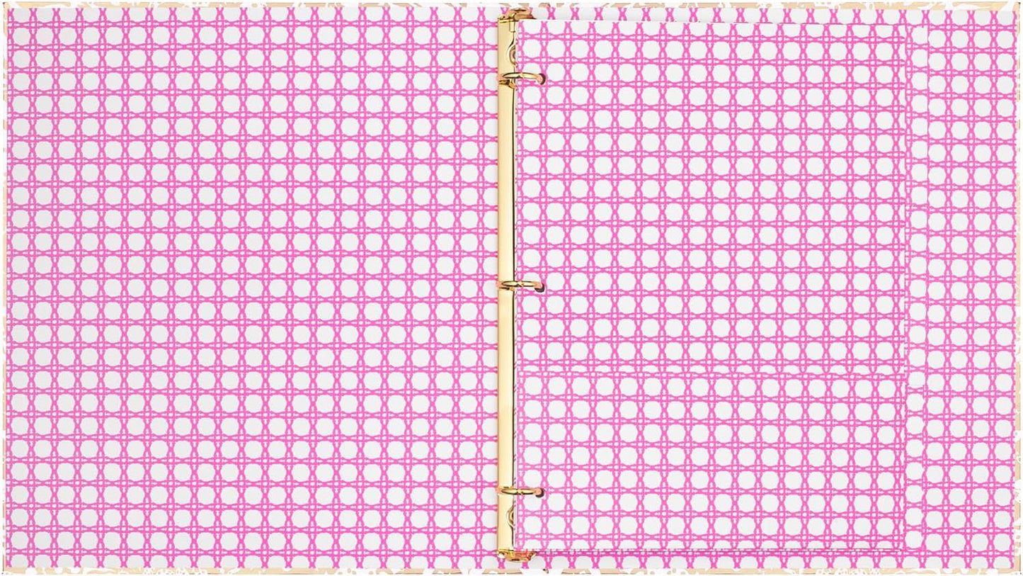 Lilly Pulitzer Cute 3-Ring Binder with Pockets and 3 Tab Dividers, Thin Aesthetic Binder (0.75" Metal Rings), Leaf it Wild