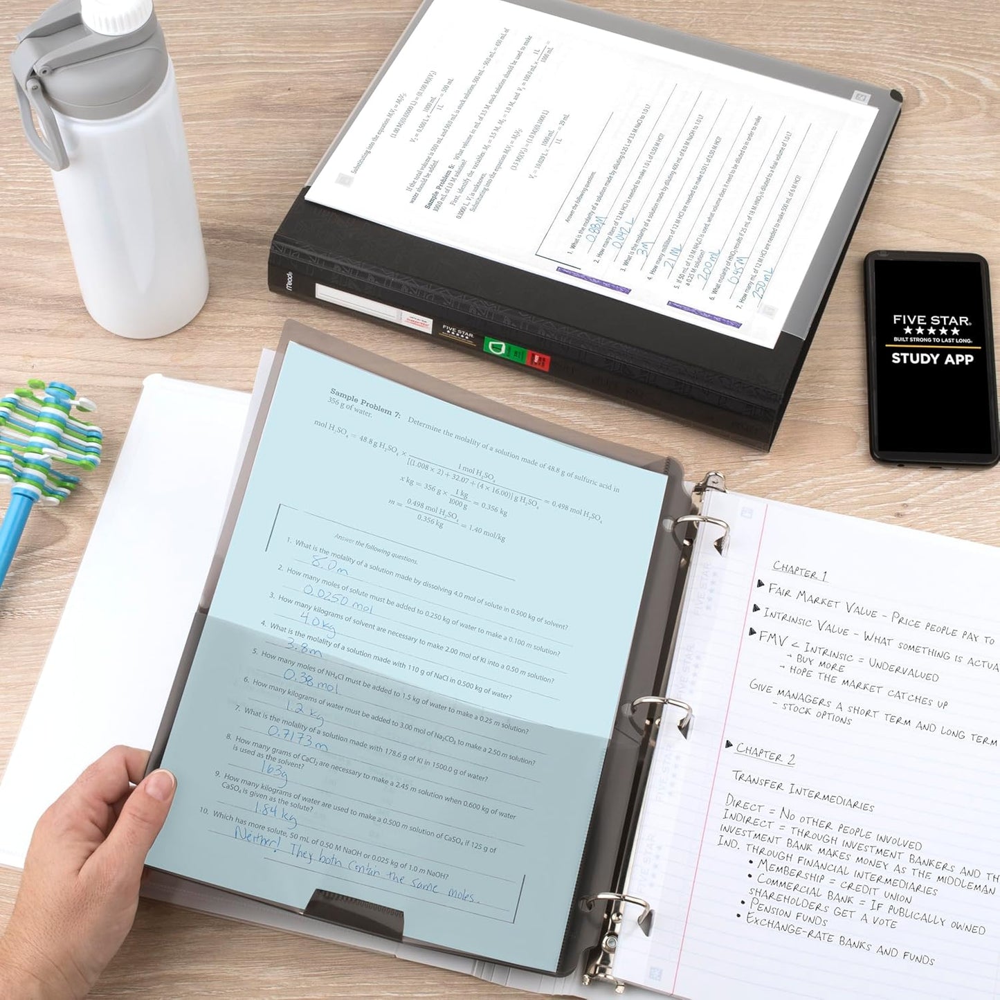 Five Star 3-Ring Binder + Study App, 1-1/2 Inch Binder with D Rings and Customizable Clear View Cover, 375 Sheet Capacity, White (261460A-ECM)
