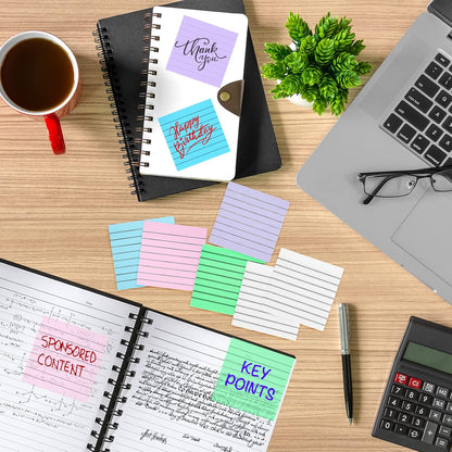 3x3 Inch Transparent Sticky Notes 300 Sheets, Clear Translucent Lined Self-Adhesive Memo Repositionable Reminder Pad for Office, College Students, Planners, Journals, School Supplies (Purple)