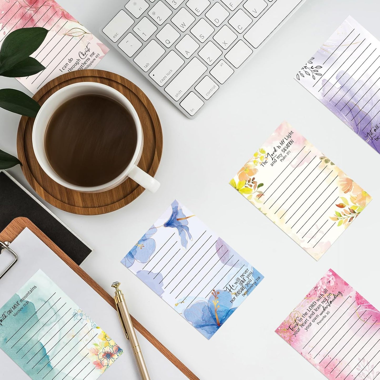 Gersoniel 8 Pack Christian Sticky Notes Gifts for Mothers Day Bulk for Church Small Scripture Inspirational Memo Pads Floral Adhesive Religious Bible Verse Quotes Notepads, 4 x 5.5 Inch(Simple Style)