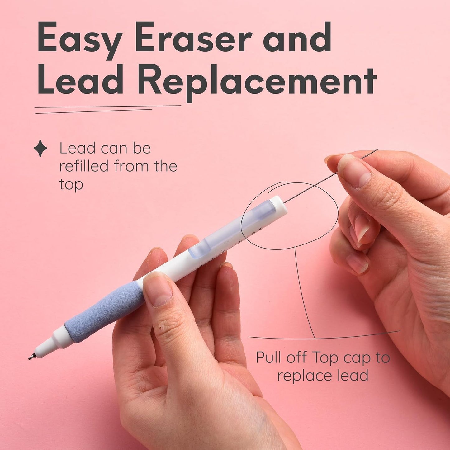 Mozart Essential Set of Lead Refills - 4 Sizes: 0.3, 0.5, 0.7 & 0.9 mm with 100 HB Lead Refills for Each - for Sketch, Architecture, Drafting, Art, Drawing Supplies, Metal Mechanical Pencils