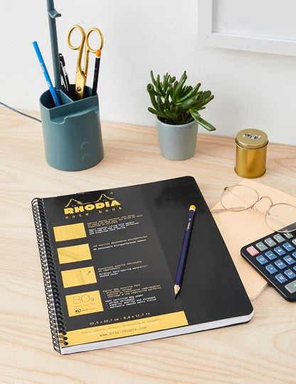 Rhodia 193101C - Spiral Notebook (Full Bound) White Notebook - A4+ - Ruled - 160 Detachable Pages - Clairefontaine Paper 80 g/m - Soft and Resistant Coated Card Cover - Classic
