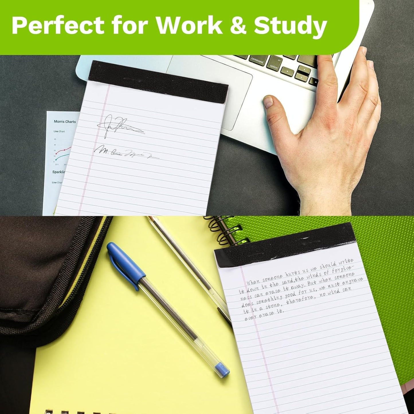 Goefun Legal Pads 8.5 x 11-50 Sheets Notepad, 12 Pack White Lined Notepads 8.5 x 11 Wide Ruled, Perforated Writing Pads Letter Size for Office, School, College