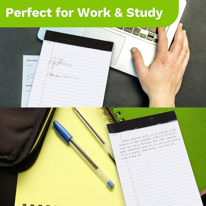 Goefun Legal Pads 8.5 x 11-50 Sheets Notepad, 12 Pack White Lined Notepads 8.5 x 11 Wide Ruled, Perforated Writing Pads Letter Size for Office, School, College