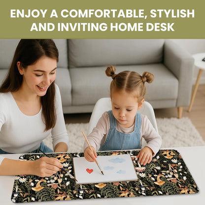 Large Mouse Pad for Desktop, Cute Desk Mat Pad Protector for Work & Gaming, Aesthetic Pretty Anti-Slip Laptop Blotter Cover for Office School Home Supplies, Wildflowers, 31.5" x 11.8"