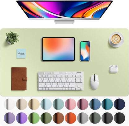 Aothia Leather Desk Pad Protector, Mouse Pad, Office Desk Mat, Non-Slip PU Leather Desk Blotter, Laptop Desk Pad, Waterproof Desk Writing Pad for Office and Home (Black,36" x 17") - Colors A