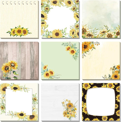 9 Pads Wildflower Sticky Notes 3x3 Inch Cute Self Stick Notepads Notes Adhesive Memo Pad Office Decor Gifts for Students School Teacher Meeting Office Supplies