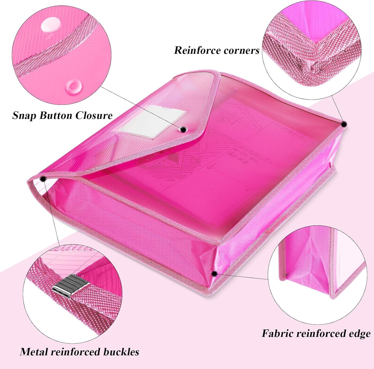 10 Pieces Plastic File Folders Envelope Expanding File Wallet Organizer Documents Folder with Snap Closure and Pocket, A4 Size Waterproof Transparent Pouch(White,Horizontal)