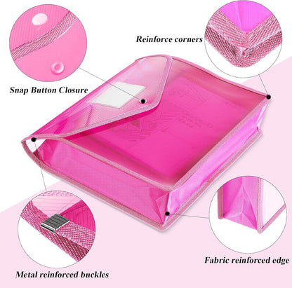 10 Pieces Plastic File Folders Envelope Expanding File Wallet Organizer Documents Folder with Snap Closure and Pocket, A4 Size Waterproof Transparent Pouch(White,Horizontal)