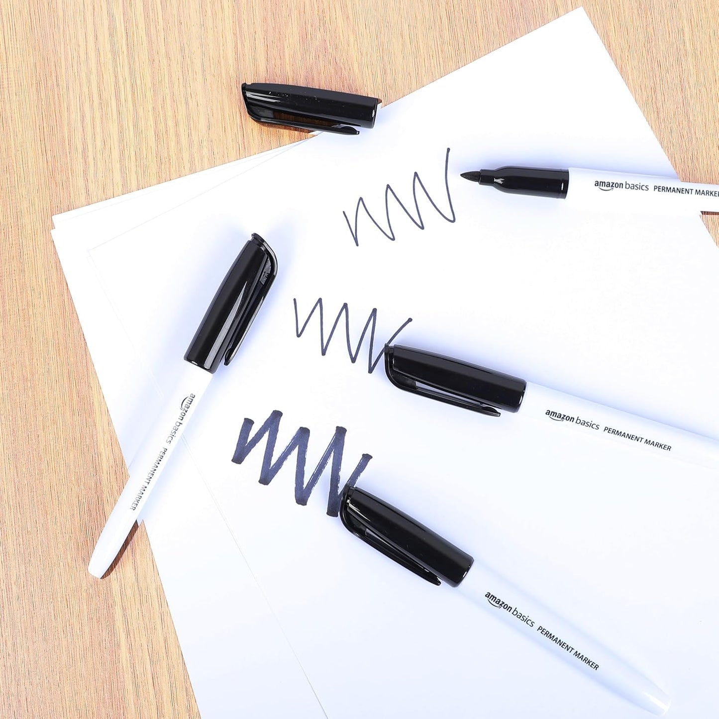 Amazon Basics Fine Tip Permanent Markers for Writing, Drawing, Quick Drying, Office, School, and Home Use, Black, 24 Pack