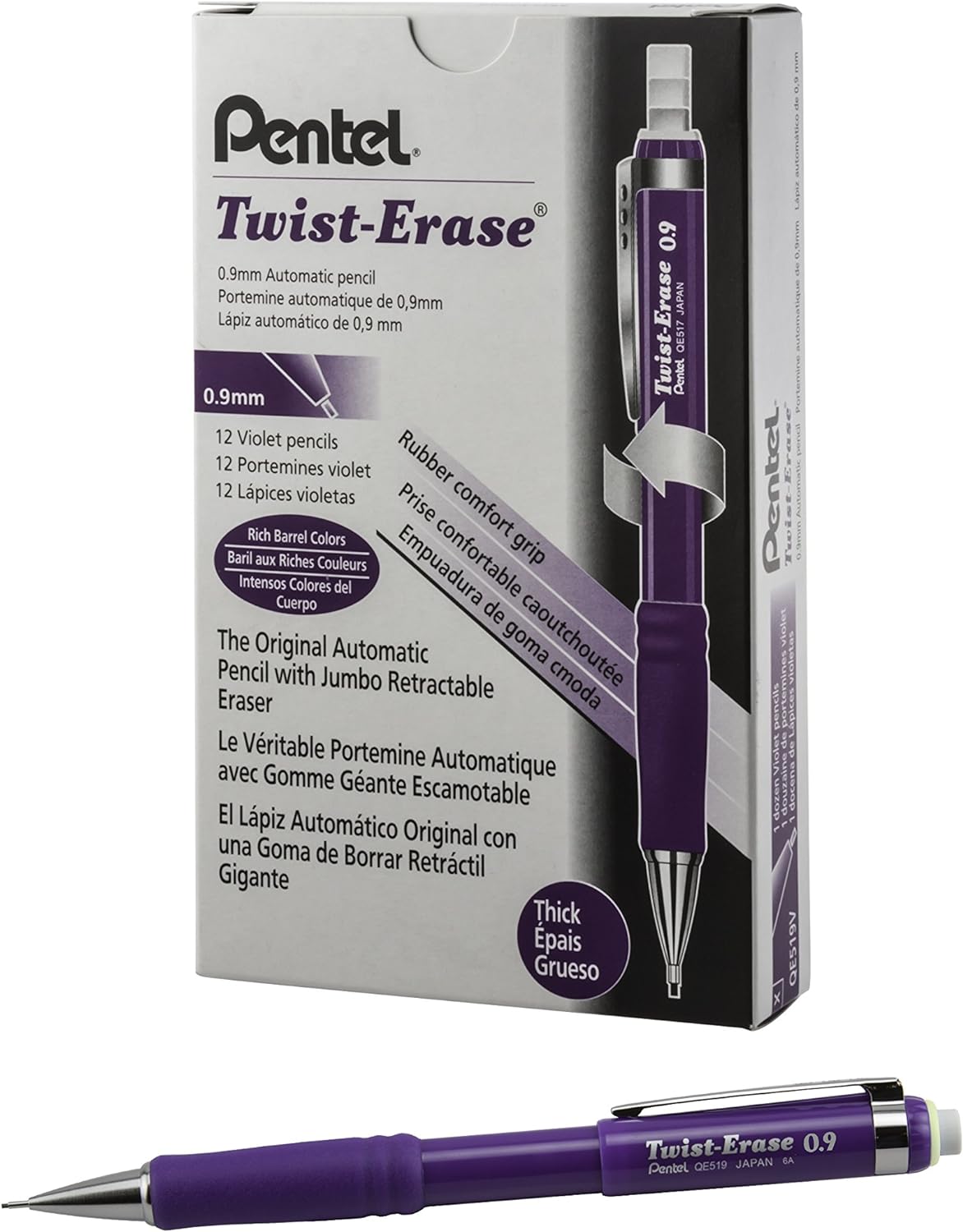 Pentel Twist-Erase III Mechanical Pencil, (0.9mm), Black Barrel