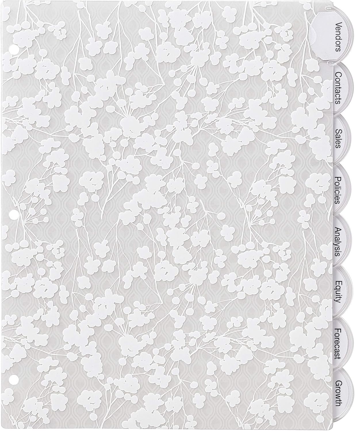 Avery Insertable Style Edge Plastic Dividers for 3 Ring Binders, 8-Tab Set, Assorted White Frosted Designs, 1 Set (11291)