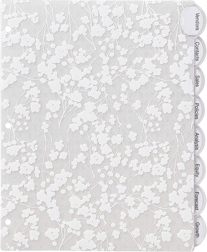 Avery Insertable Style Edge Plastic Dividers for 3 Ring Binders, 8-Tab Set, Assorted White Frosted Designs, 1 Set (11291)
