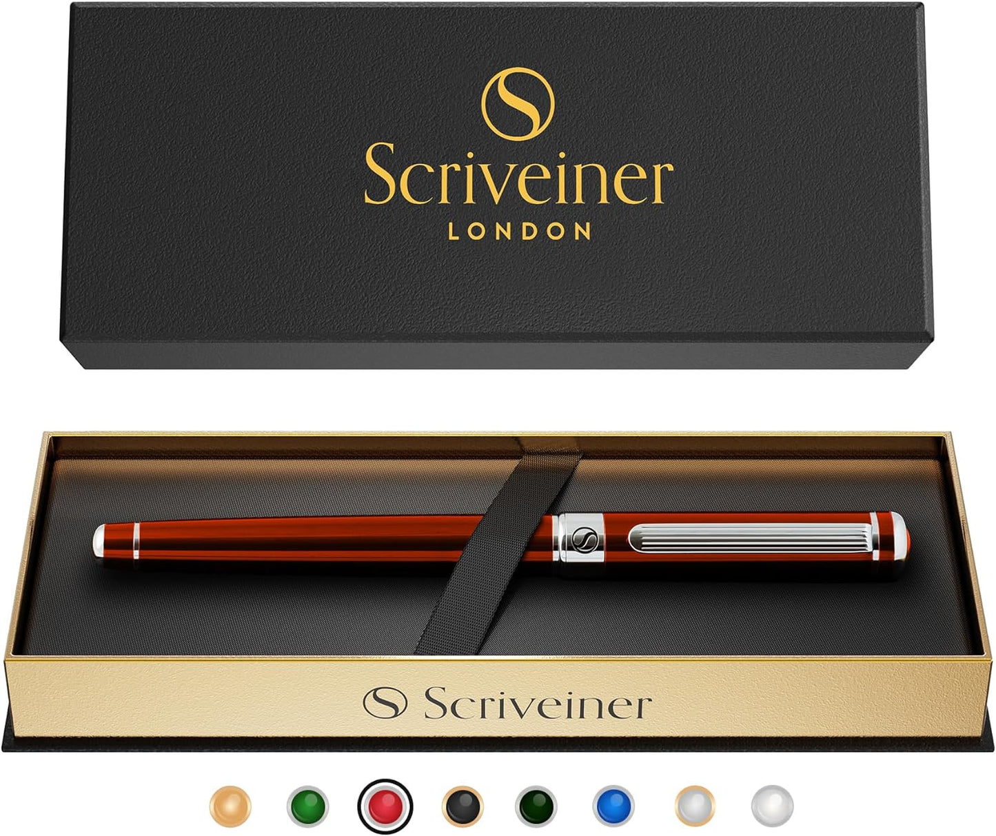 Scriveiner Midnight Blue Rollerball Pen - Stunning Blue Lacquer Luxury Pen, Chrome Finish, Schmidt Ink Refills, Men & Women, Professional, Executive Office, Nice Pen