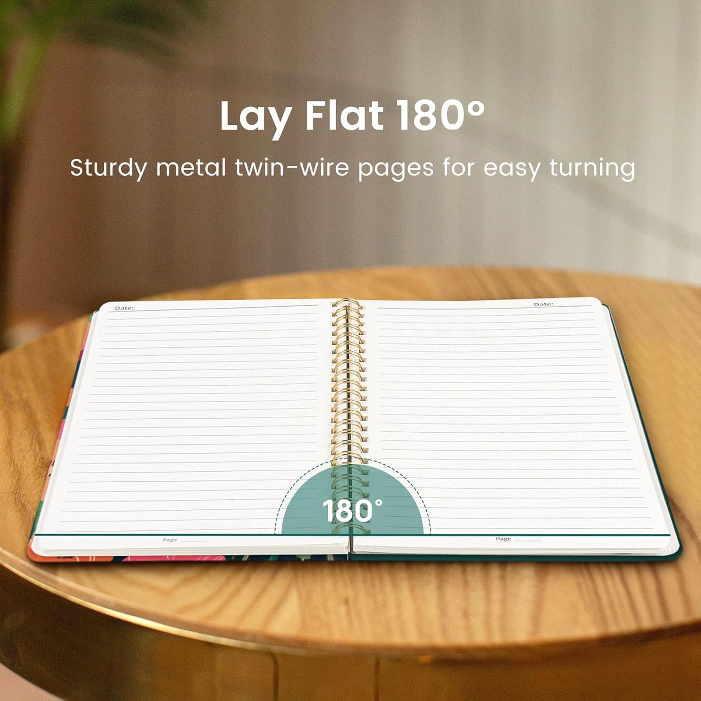 Taja Lined Spiral Journal Notebook for Women, A5 Cute College Ruled Hardcover Notebook for Work & Note Taking, Pretty Journal for Writing, 140 Pages, Flower Garden