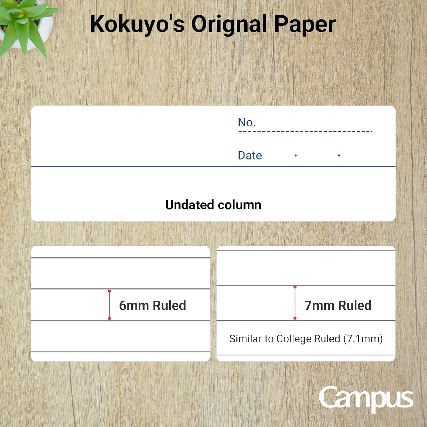 KOKUYO Campus Composition Notebook, 1 Pack B5 Lined Notebooks with 100 Sheets 6mm Ruled Paper, 7 x 10 inch Notebook for School and Work, School Supplies Comp Book for Journal Diary, Japan Import