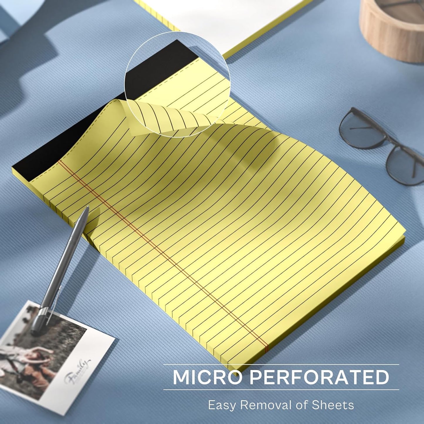 Legal Pads 8.5 x 11 Writing Pads, 3 Pack Note Pads 8.5 x 11 Wide Ruled Pads of Paper, Micro Perforated Notepad 8.5'' x 11'' Lined Paper Pads, Thickness Paper with Strong Cardboard, 30 Sheets per Pad
