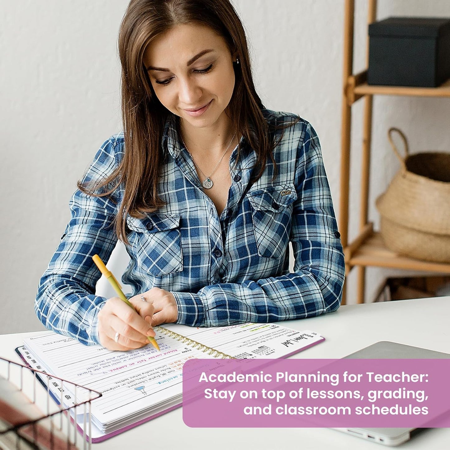Planner 2026-2027, Academic Year Monthly and Weekly Calendar Planner, Jul 2026 - Jun 2027, Hardcover Teacher Student Planning Agenda book with Tabs, Perfect for School Office Supplies, 6.3" x 8.5" - Wildflowers