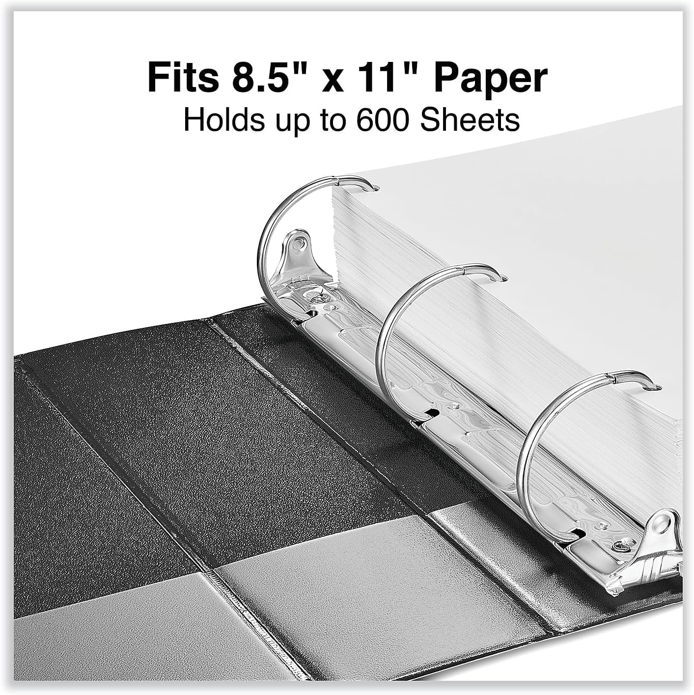 Universal 3" D-Ring View Binder, 600 Sheet Capacity, Black