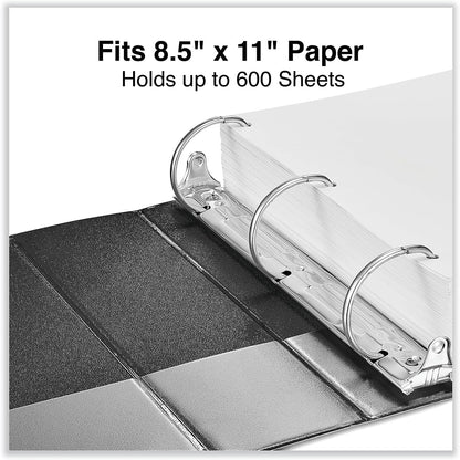 Universal 3" D-Ring View Binder, 600 Sheet Capacity, Black