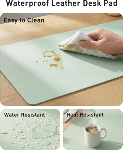 Aothia Leather Desk Pad Protector, Mouse Pad, Office Desk Mat, Non-Slip PU Leather Desk Blotter, Laptop Desk Pad, Waterproof Desk Writing Pad for Office and Home (Black,36" x 17") - Colors A