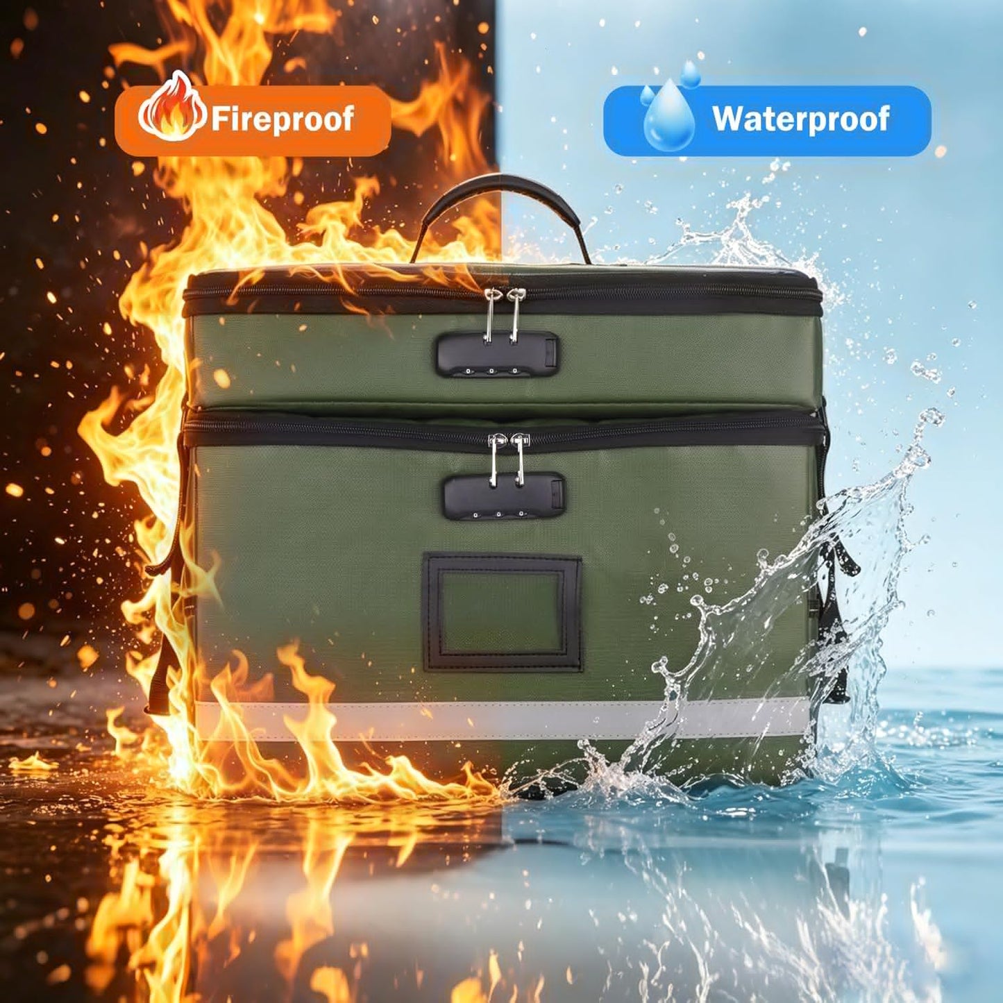 EXLIFBAG File Organizer, Fireproof File Box with Lids, Important Document Organizer Box with Lock, Portable File Folder Organizer with Handle