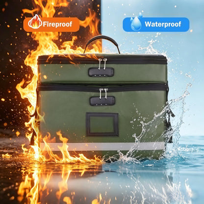 EXLIFBAG File Organizer, Fireproof File Box with Lids, Important Document Organizer Box with Lock, Portable File Folder Organizer with Handle