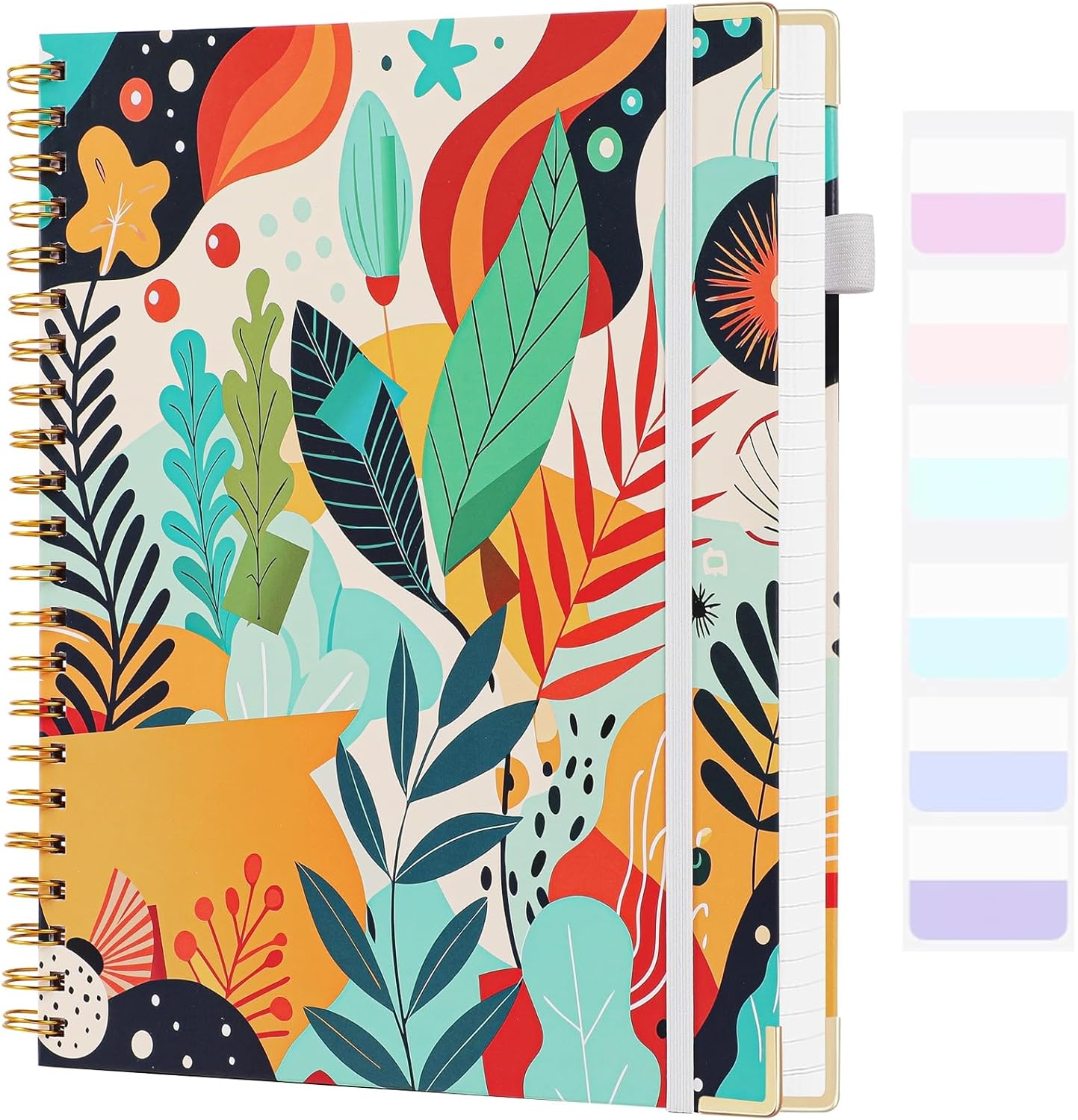 College Ruled Notebook - Hardcover Spiral Notebook 8.5" x 11" - Lined Journal Notebook for Women - A4 Large Notebooks for Writing - Pretty Journal Flower Notebook for Work - Diary - 24 Tabs - Red