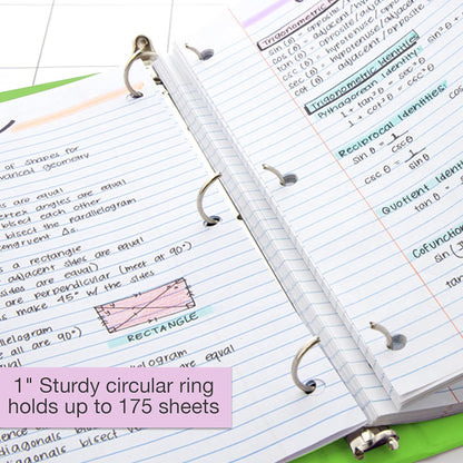 BAZIC Products 3 Ring Binder - Green, Economy View Binder with Clear Overlay Cover and Round Rings, Organizer for School Office Home Use, 1-inch Capacity Holds 175 Sheets Paper, 12-Pack