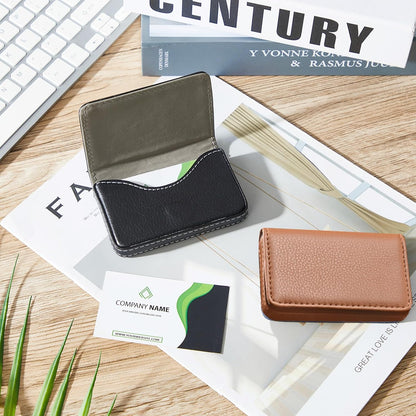 Outus 2 Pcs Business Card Holder, PU Leather Business Card Case Pocket Wallet with Magnetic Shut for Valentines Gift Adult(Black and Coffee)