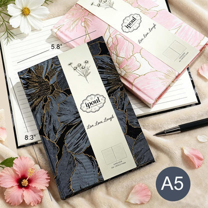 ipoul Flower Notebook, A5, 6x8, Hardcover, Lay Flat, Lined Paper, Journal for Women, Writing Notebook, Pretty, Hibiscus, Pink, Birthday Gifts for Women, Wedding Shower Gifts, Mothers Day Gift