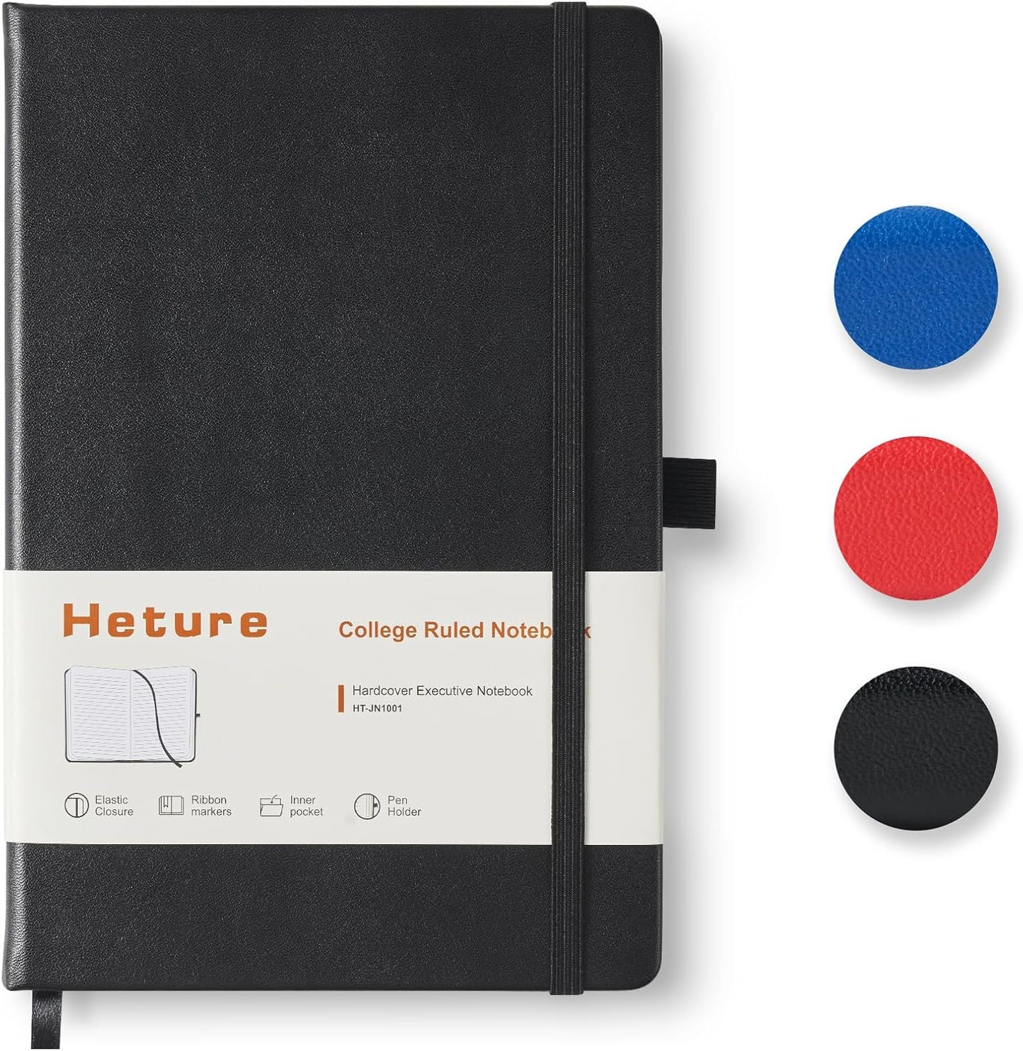 Heture Hardcover Notebooks, A5 Lined Journals Notebook for Writing 160 Pages, 8.2 x 5.5 inch, Classic Ruled Notebooks for College/Work/Travel (Lined-3 Pack, Black)