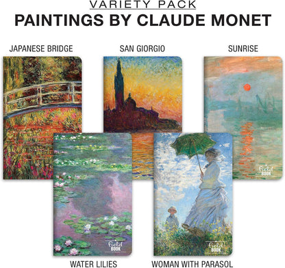 Elan Publishing Company Field Notebook - 3.5"x5.5" - MONET Patterns - Lined Memo Book - Pack of 5