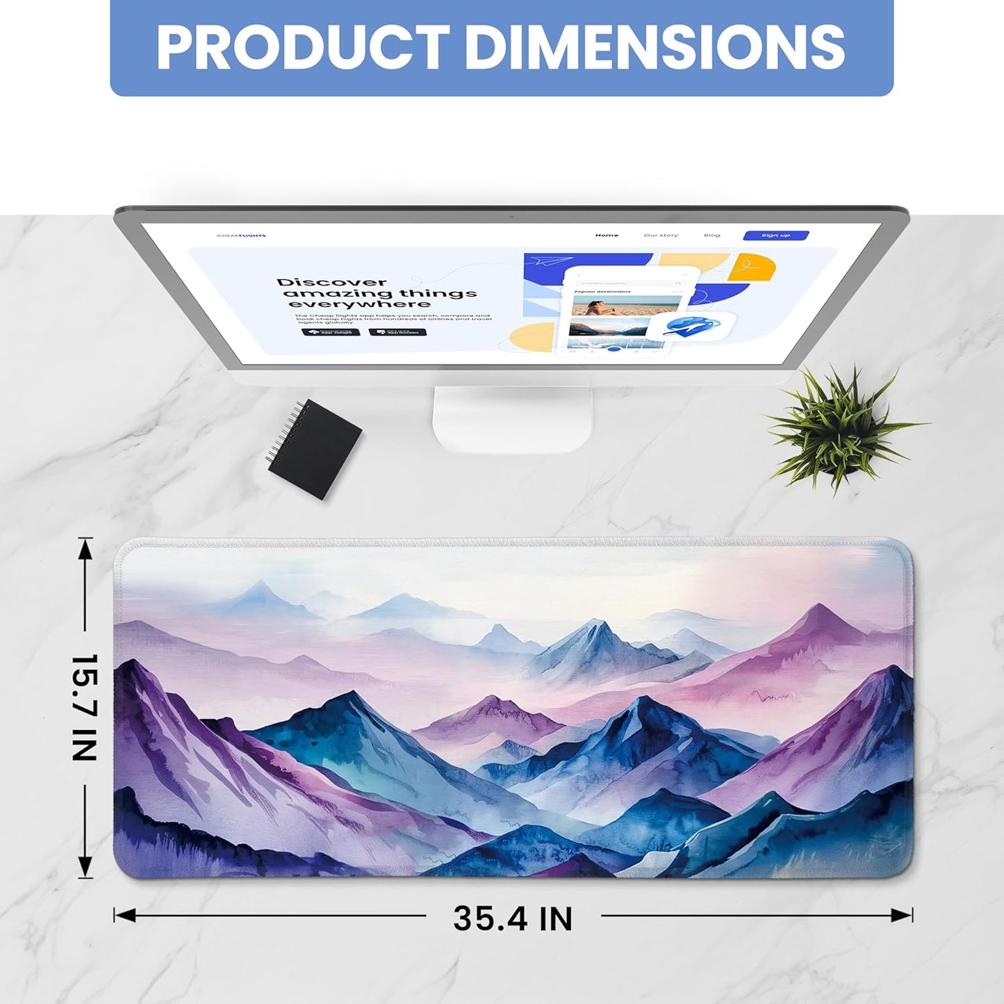 Large Mouse Pad for Desktop, Cute Desk Mat Pad Protector for Work & Gaming, Aesthetic Pretty Anti-Slip Laptop Blotter Cover for Office School Home Supplies, Wildflowers, 31.5" x 11.8"