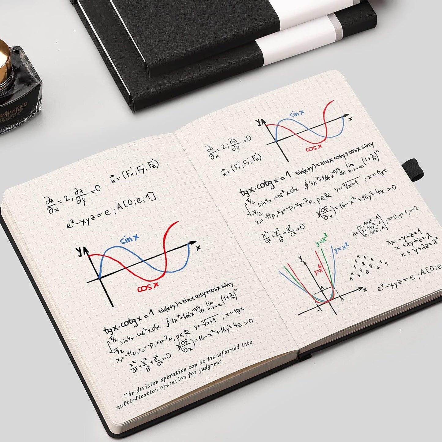 AHGXG Graph Paper Notebook 2 Pack - A5 Grid Paper Notebook/Journal Hardcover with 384 Pages, 120gsm Thick Graph Paper, Grid Paper for Math & Science Students 5.75'' × 8.38''