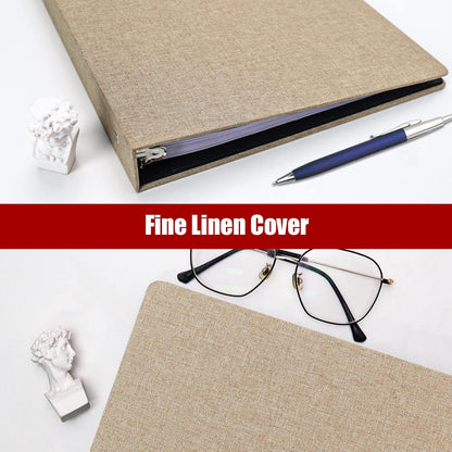 Vienrose 3 Ring Binder 1 Inch Round Rings with Linen Fabric Cover, Fits 8.5 x 11 Inch Paper, Durable Organizer for School, Office, Home, Recipes, Grey