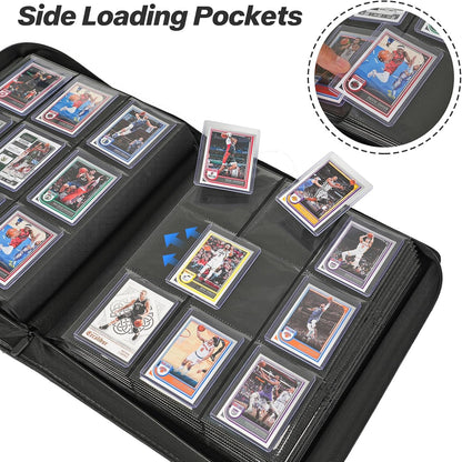 9 Pocket TopLoader Binder, Holds 360 3”x4” Toploader Hard Cases, Sleeves Card Collection Binder, 20 Double Sided Pages, Compatible with Trading & Sports Holder - Black