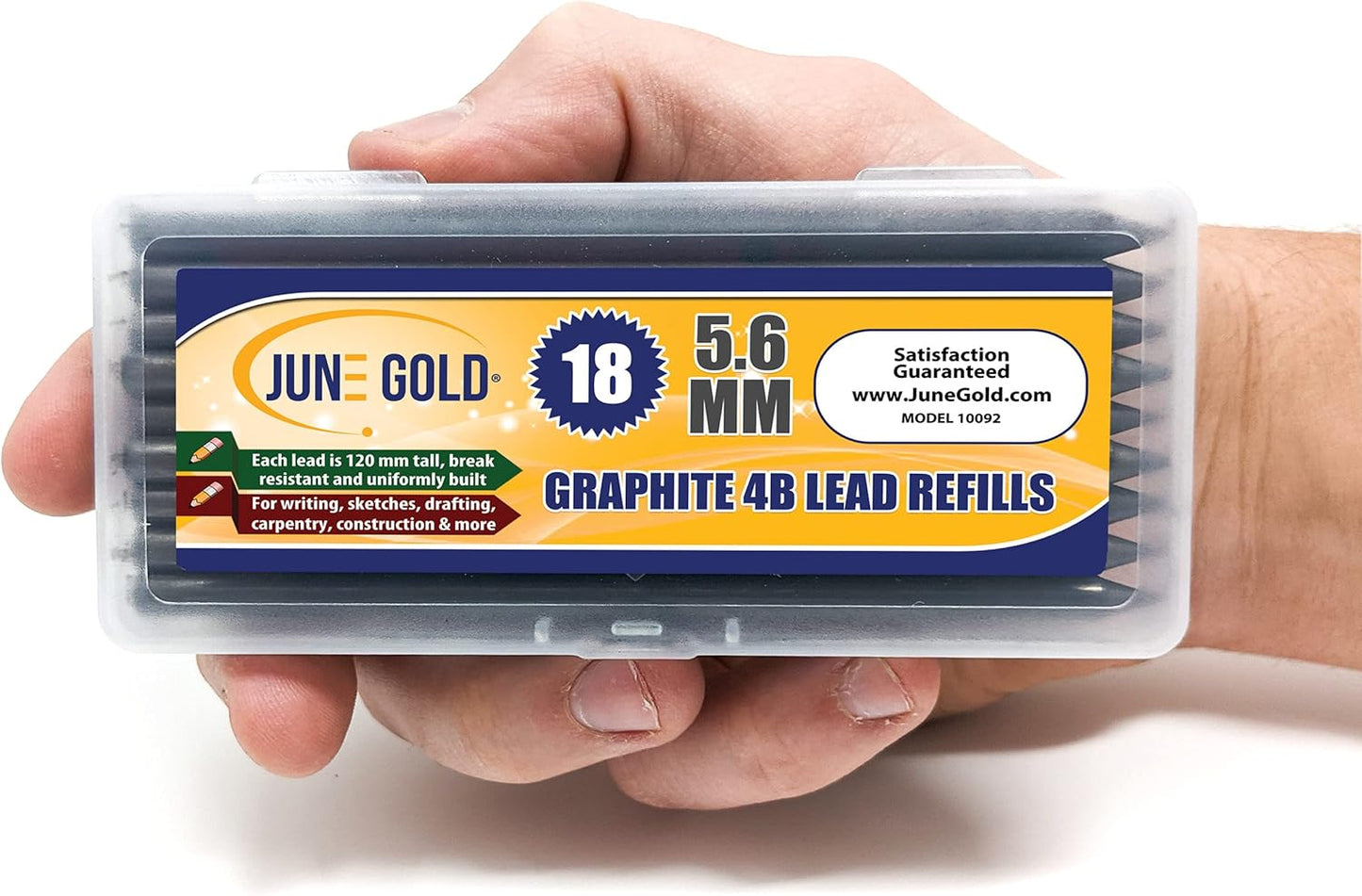 June Gold 640 Pieces, 0.5 mm HB #2 Lead Refills, 160 Pieces Per Dispenser, Fine Thickness, Break Resistant Lead/Graphite (Pack of 4 Dispensers)