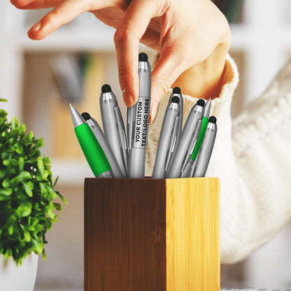 DISCOUNT PROMOS Custom Stylus Ballpoint Pens Set of 10/50/100, Personalized Bulk Pack - Black Ink, Great for Office, School, Business, Tradeshows, Events - Purple