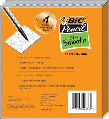 BIC Xtra Smooth Mechanical Pencil with 0.7 mm Medium Point, Refillable and Retractable, 40-Count Pack