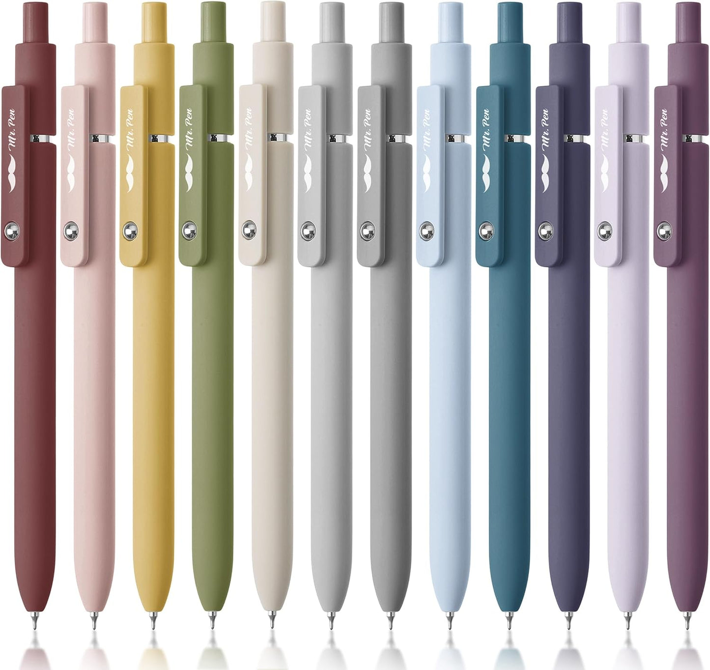 Mr. Pen- Retractable Gel Pens, 12 Pack, Morandi and Vintage Barrels, Fast Dry, Black Gel Pens Fine Point 0.5mm, Aesthetic Pens for Journaling