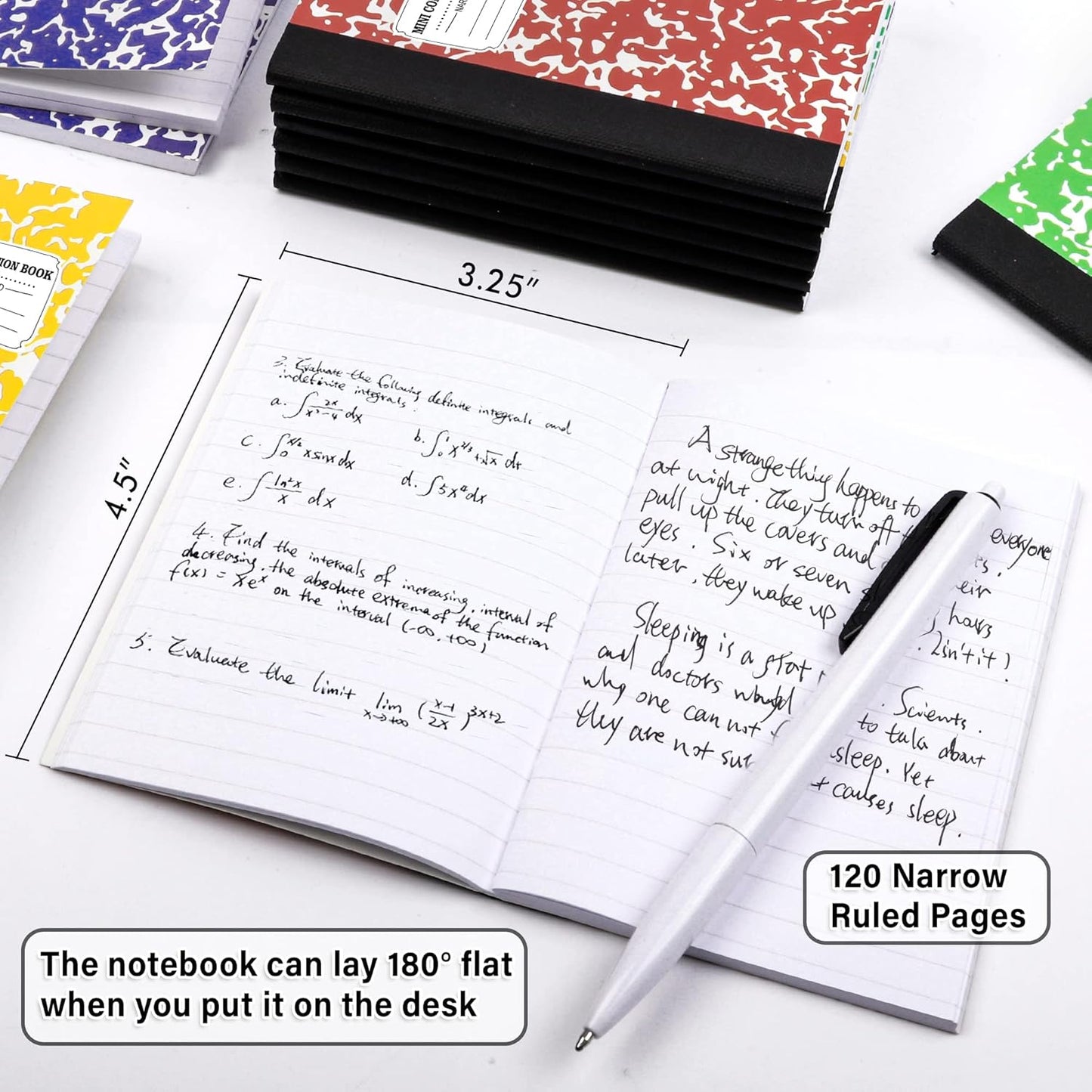 feela 40 Pack Mini Composition Notebook Bulk, Cute Pocket Composition Note Pad, Small Journal Notebooks for Students College School Supplies, 4.5" X 3.25", Narrow Ruled, 5 Marble Covers