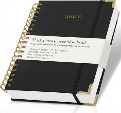 Aesthetic Thick Spiral Notebook Journal For Women in B5 Format - Modern Linen Hardcover College Ruled Note Book With 300 Lined Pages - Perfect For Writing And Staying Organized at Work or School