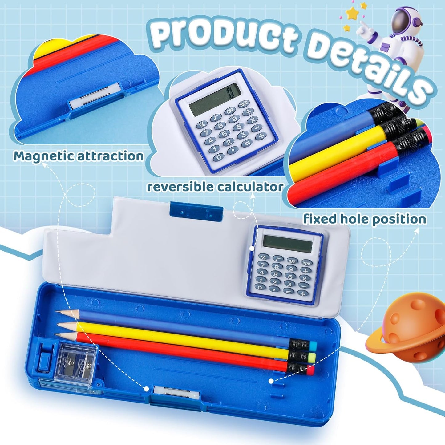 Henoyso Multifunctional Pencil Box for Girls Butterfly Pencil Case with Calculator and Sharpener Cool Cute Pencilcase School Supplies Essentials Christmas Birthday Gift Present for Kids Teens