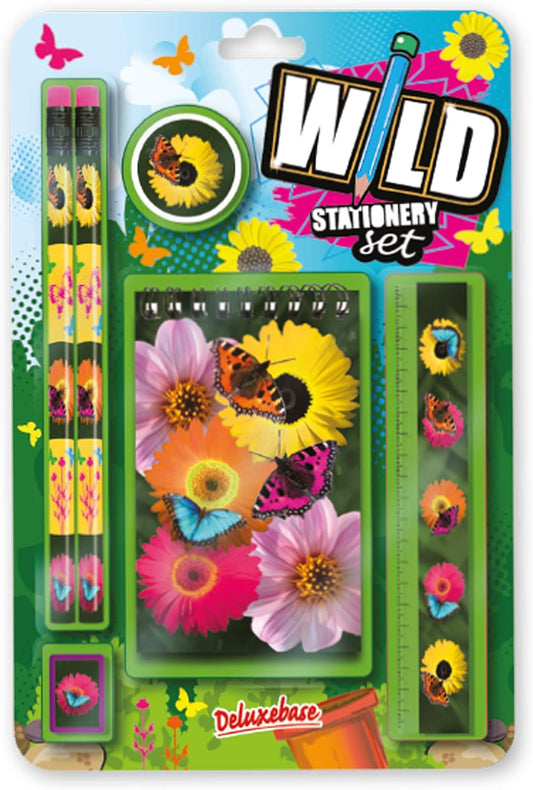 Deluxebase Wild Stationery Set - Dolphin from Animal Stationery Sets with 2 Pencils, Eraser, Pencil Sharpener, Ruler & Cute Notebook. Ideal Office Supplies, Desk Accessories & College Essentials.