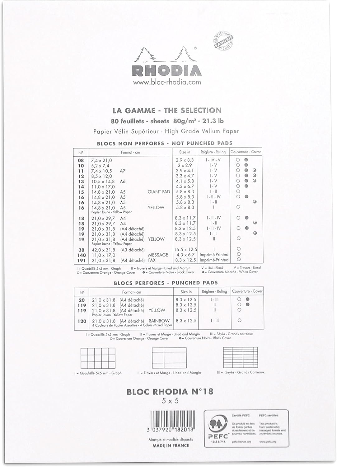 Rhodia Head Stapled Pad, No16 A5, Dot - Black