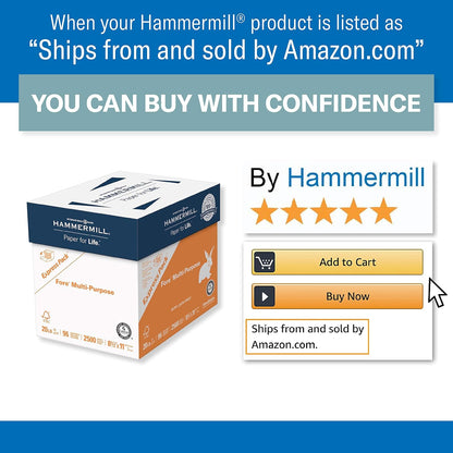 Hammermill Printer Paper, Fore Multipurpose 20 lb Copy Paper, 8.5 x 11-1 Ream (500 Sheets) - 96 Bright, Made in the USA, 103267